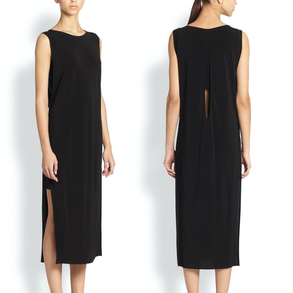 HELMUT LANG Faint High Slit Jersey Dress in Black